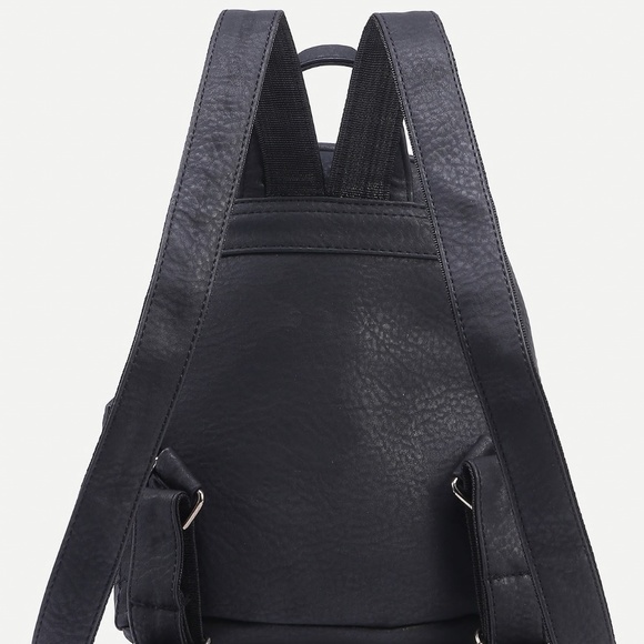 Black faux leather mini backpack - Picture 2 of 2